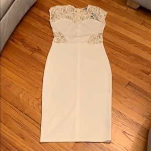 White Lace and Gold sequin midi dress